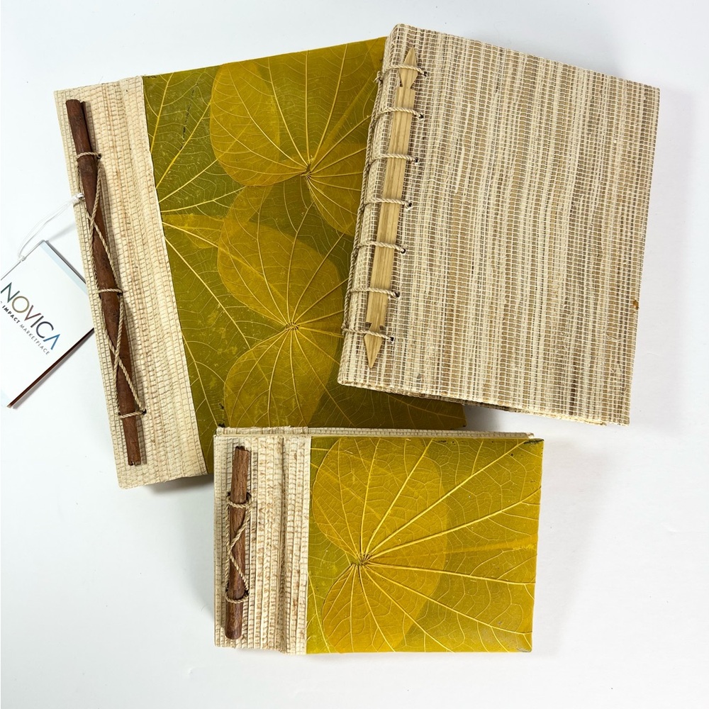 NWT Handcrafted Journals handmade papers textured covers blank inside‎ set of 3